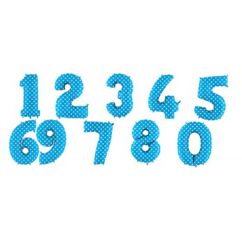 Цифры голубые в горошек